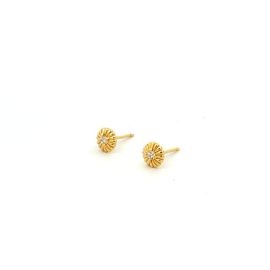 mini medallion stone stud earrings - cz
