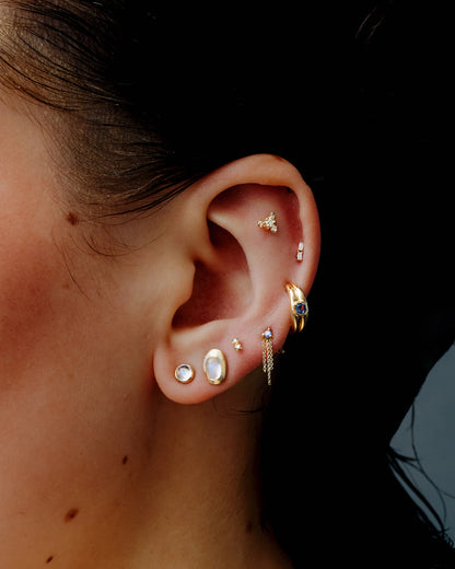 wwake / globe stud earrings - moonstone