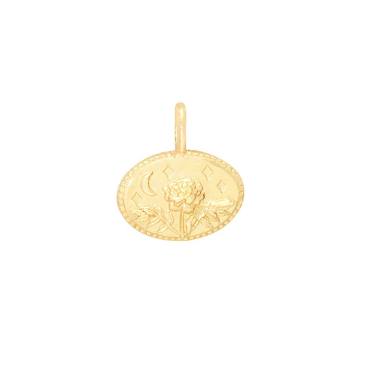 14k gold flower charm / october / marigold