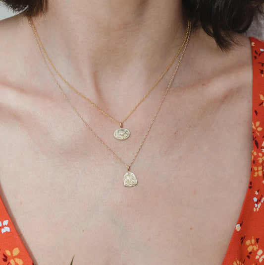 14k gold flower charm / october / marigold