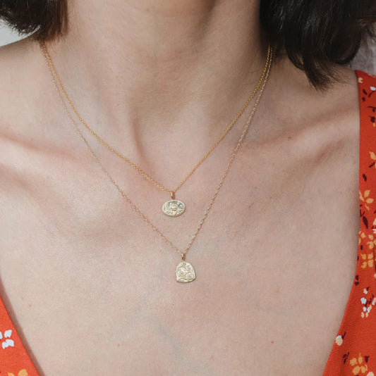 14k gold flower charm / september / aster