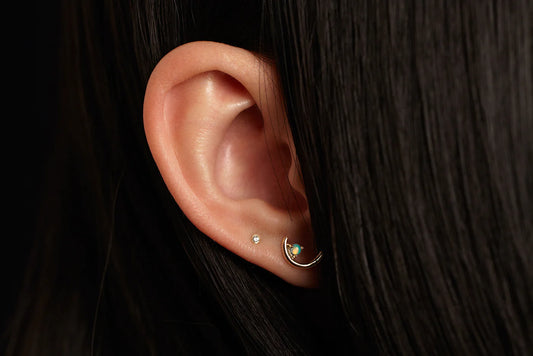 wwake / offset opal arc stud earrings