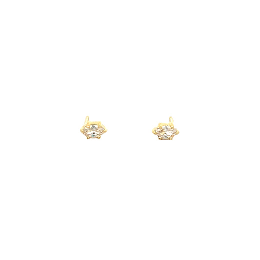 wide oval claw-set stud earrings - cz
