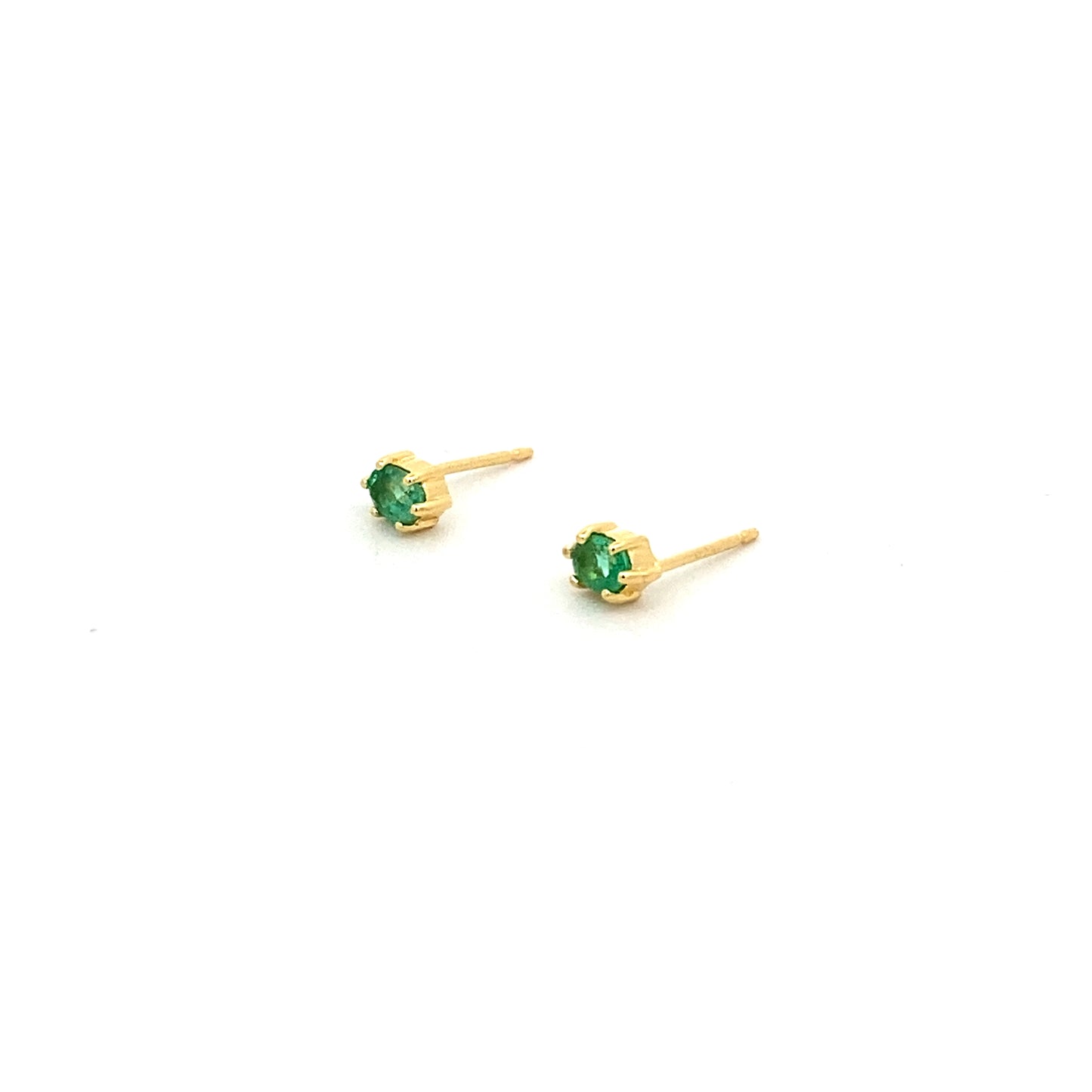 oval claw-set stud earrings - emerald
