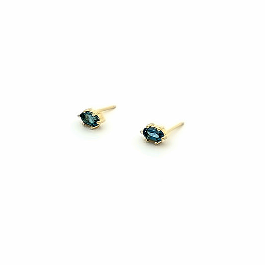 oval claw-set stud earrings - london blue topaz