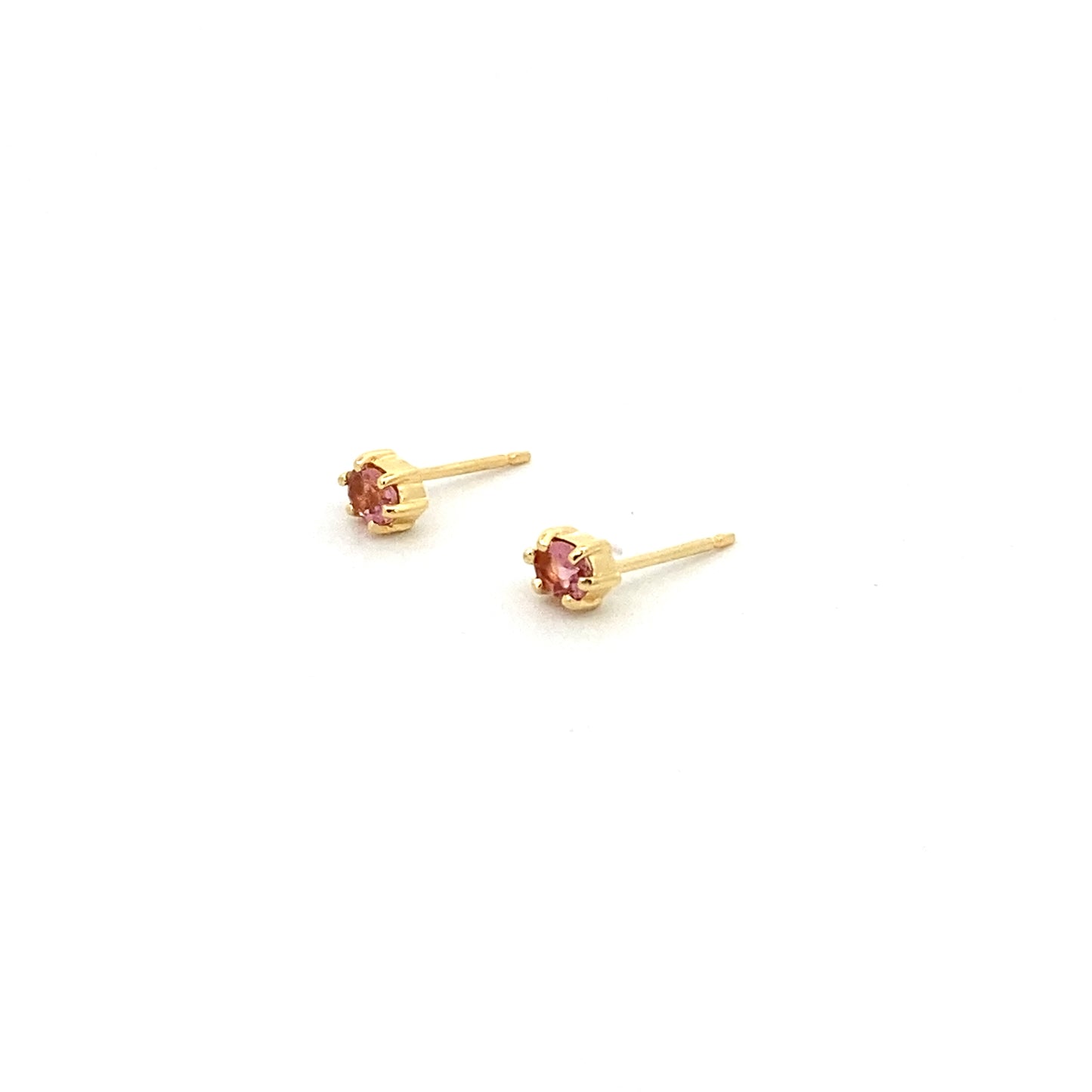 oval claw-set stud earrings - pink tourmaline