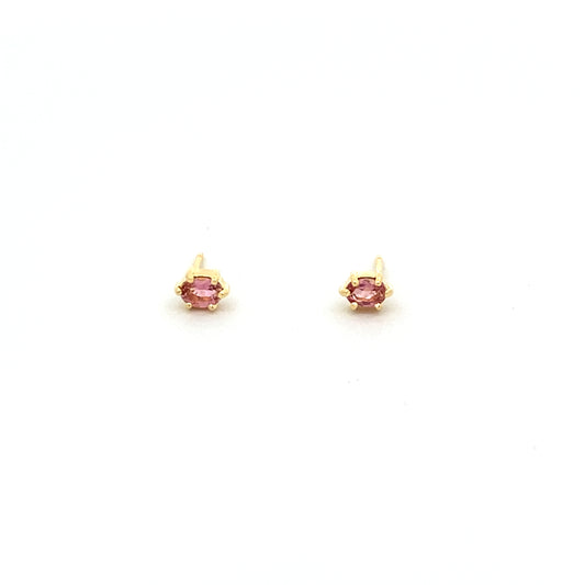oval claw-set stud earrings - pink tourmaline