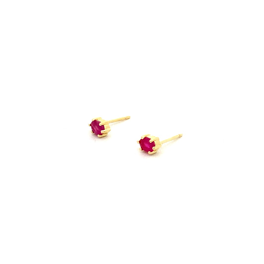 oval claw-set stud earrings - ruby