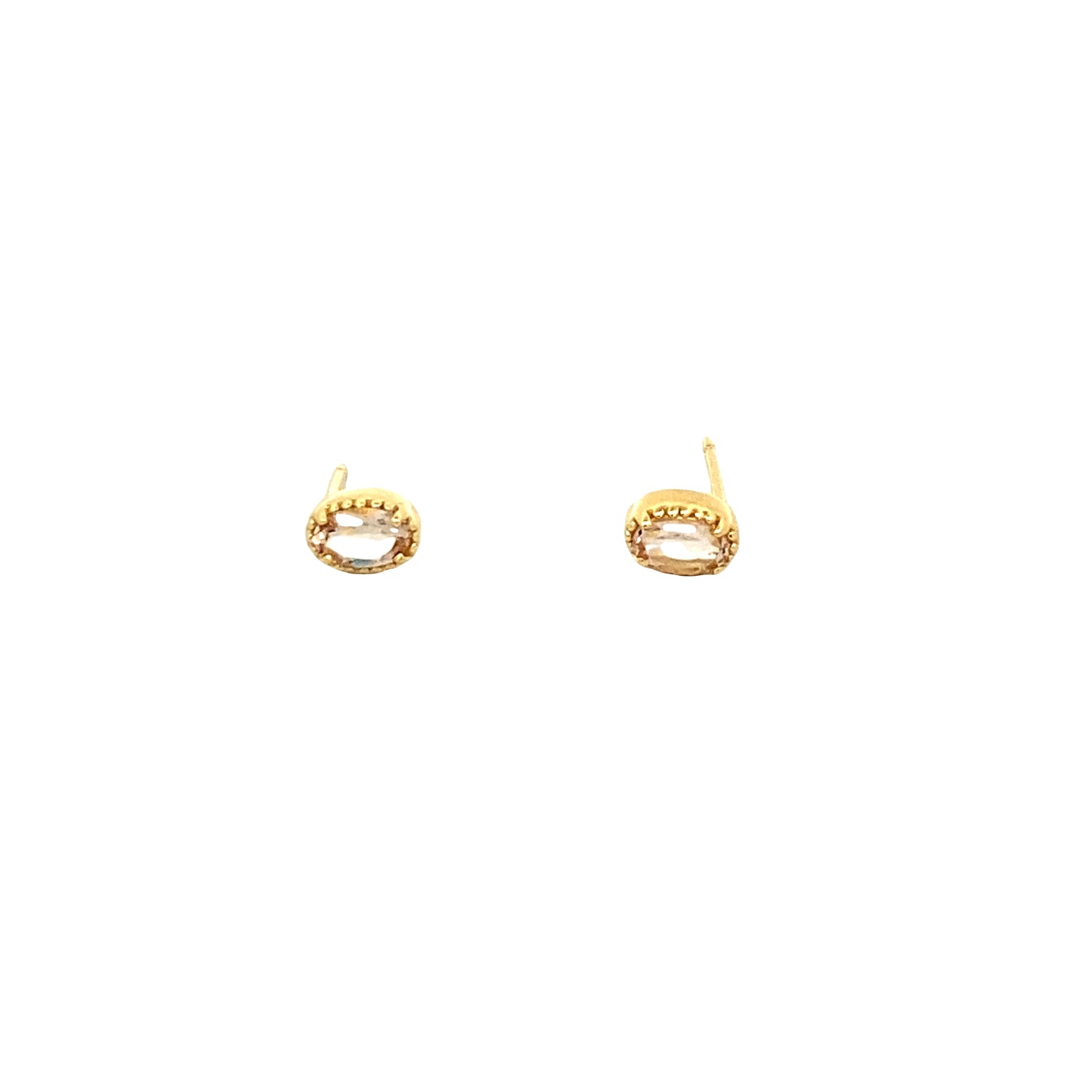 oval milgrain stud earrings - morganite