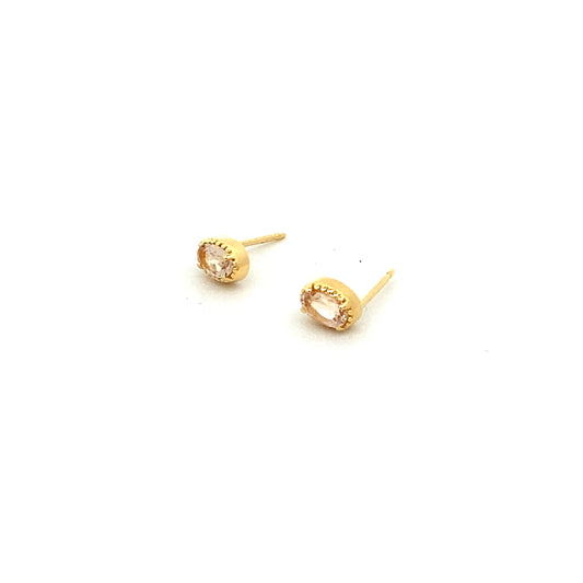 oval milgrain stud earrings - morganite