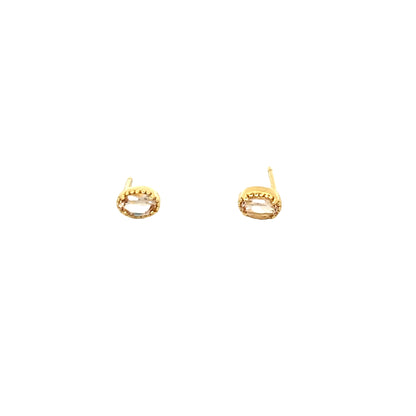 oval milgrain stud earrings - morganite