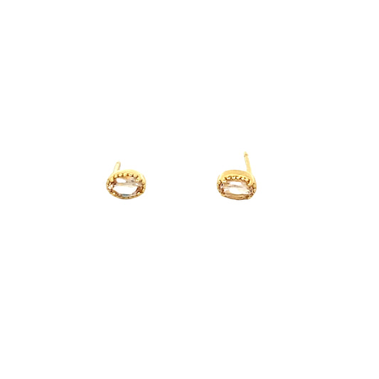 oval milgrain stud earrings - morganite
