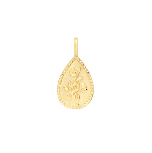 14k gold flower charm / august / poppy