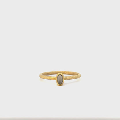 rose-cut oval grey sapphire ring