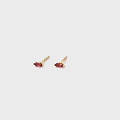 pink tourmaline marquise stud earrings