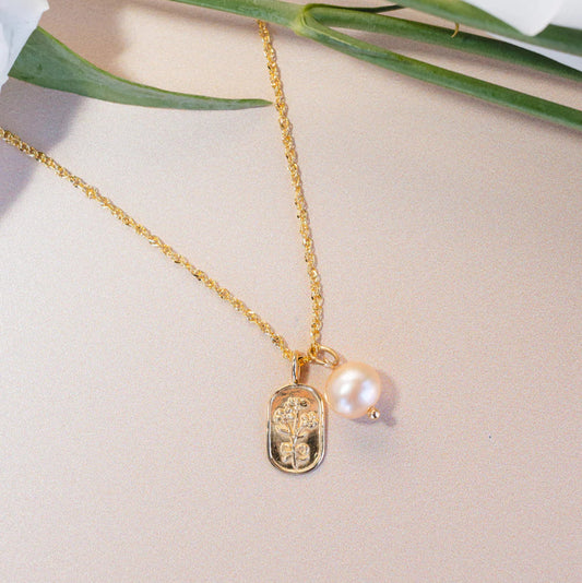 14k gold blush pearl charm