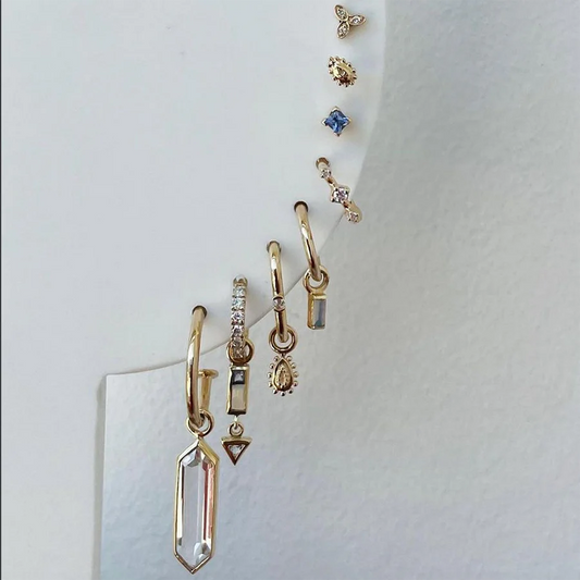 métier / mini claw-set princess gemstone stud earring - single