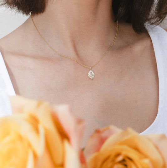 14k gold flower charm / june / rose