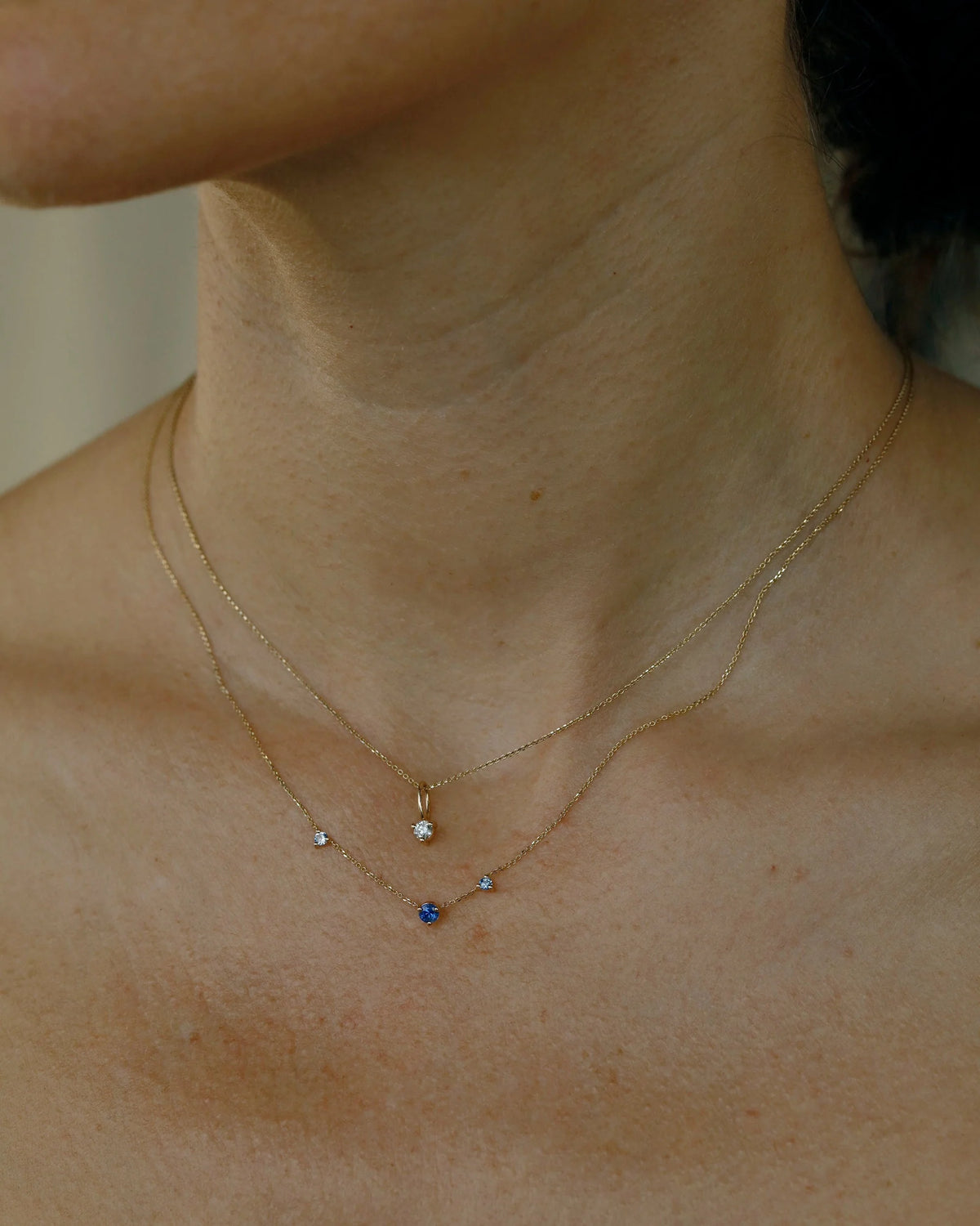 wwake / three-step necklace - sapphire