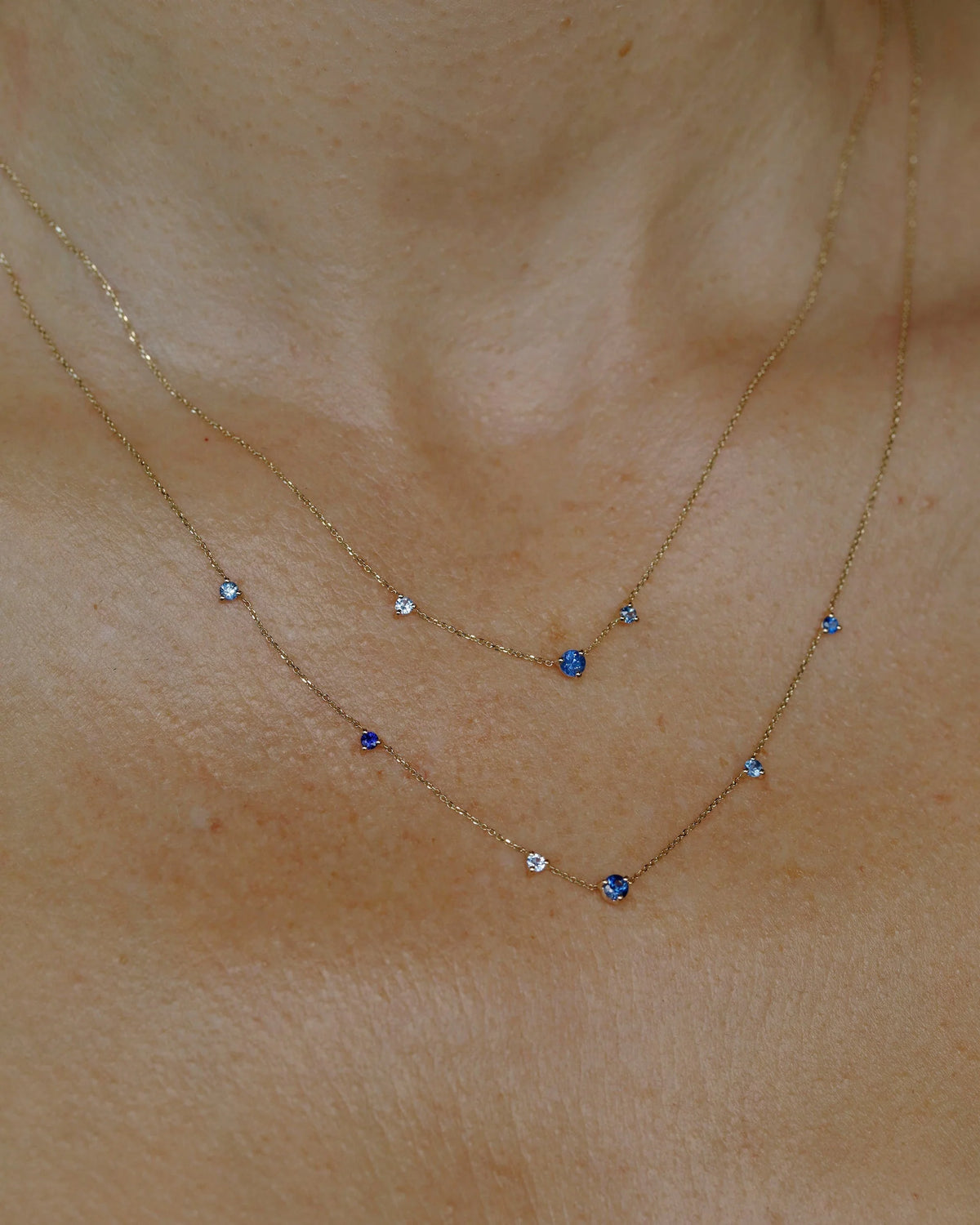 wwake / three-step necklace - sapphire