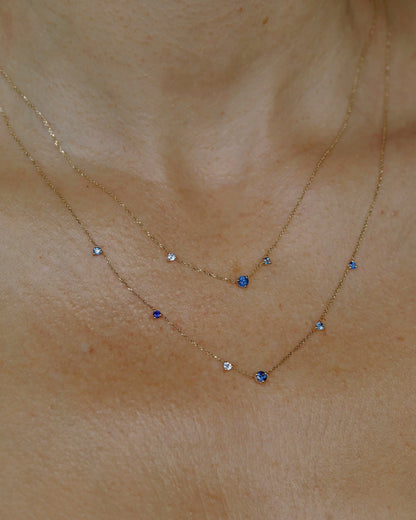 wwake / three-step necklace - sapphire