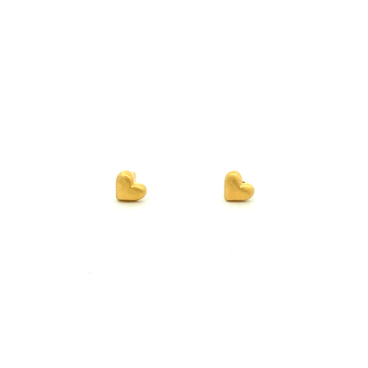 small puffed heart stud earrings