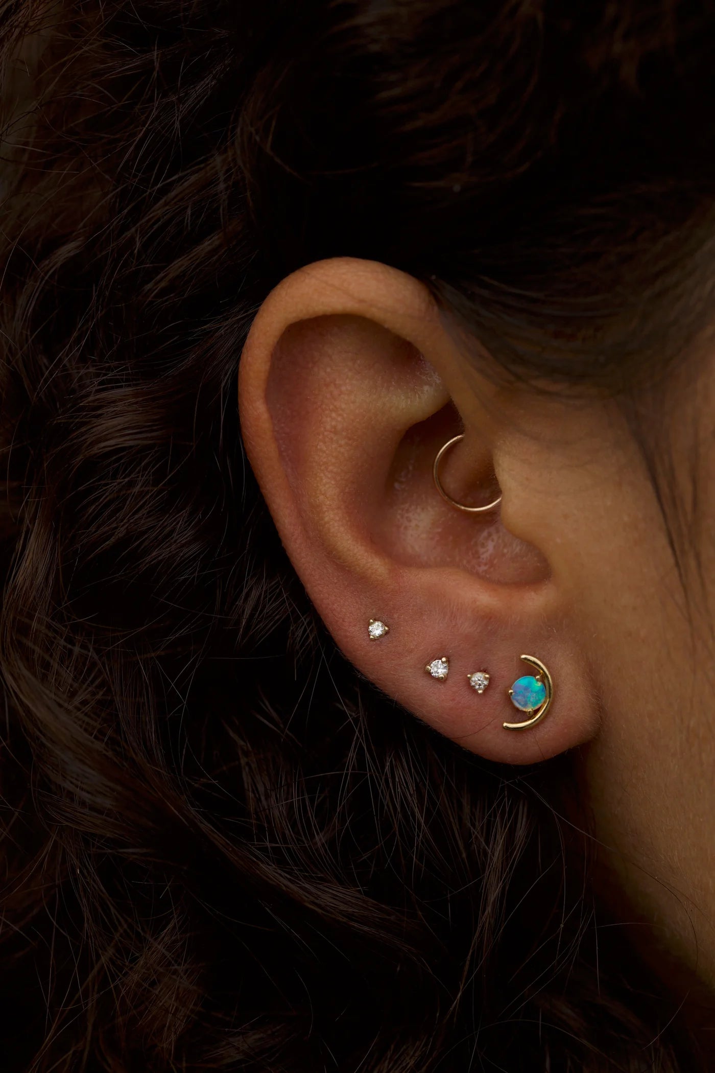 wwake / large opal arc stud earrings