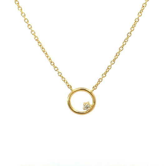 tiny circle stone necklace - cz