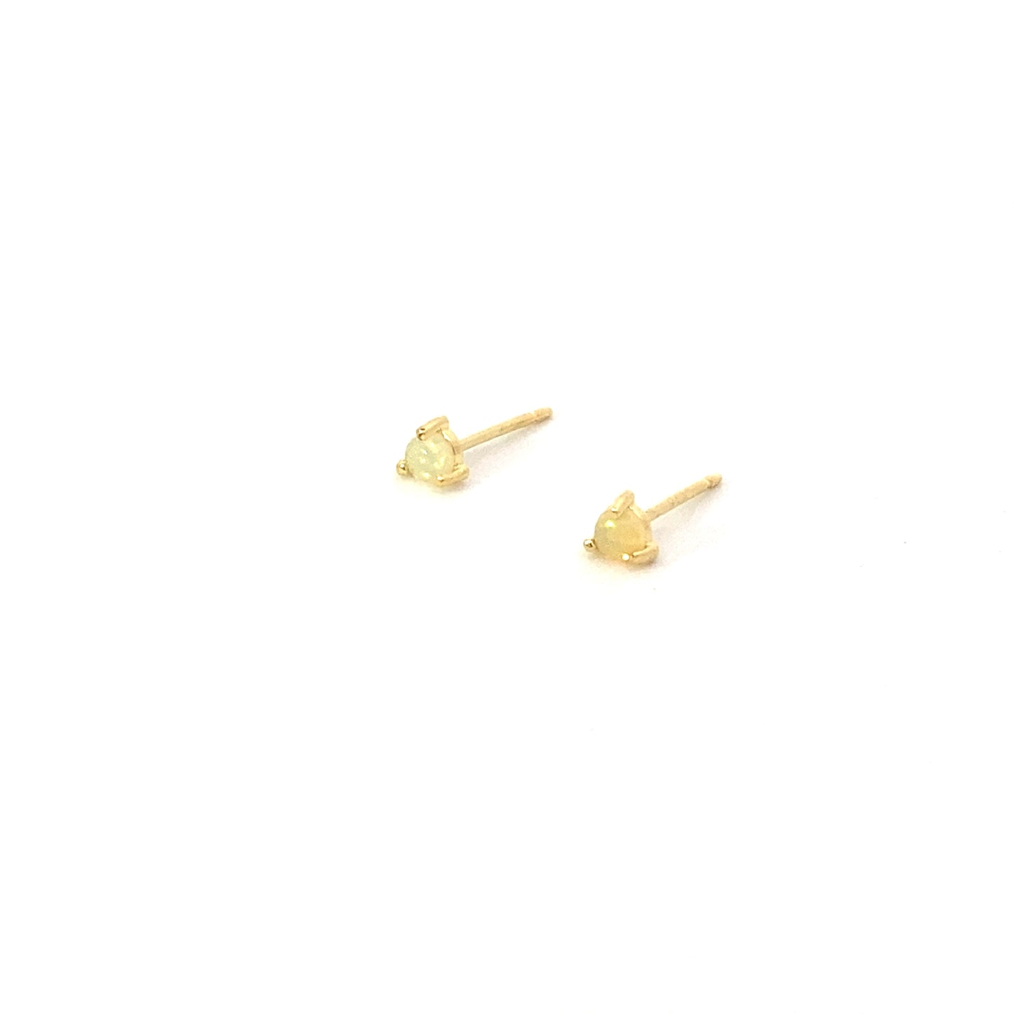 tiny prong stone stud earrings - opal