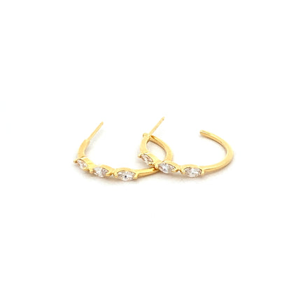 triple marquise stone post hoop earrings - cz