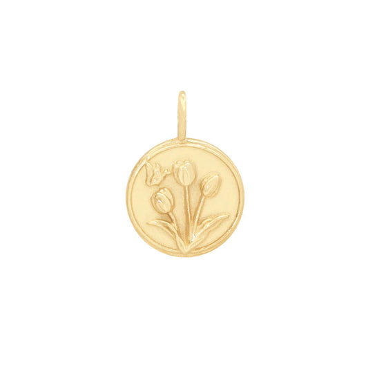 14k gold flower charm / april / tulip