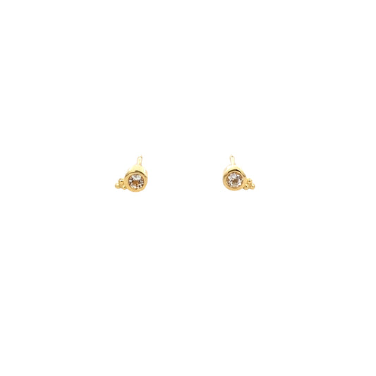 white topaz triple dot stud earrings