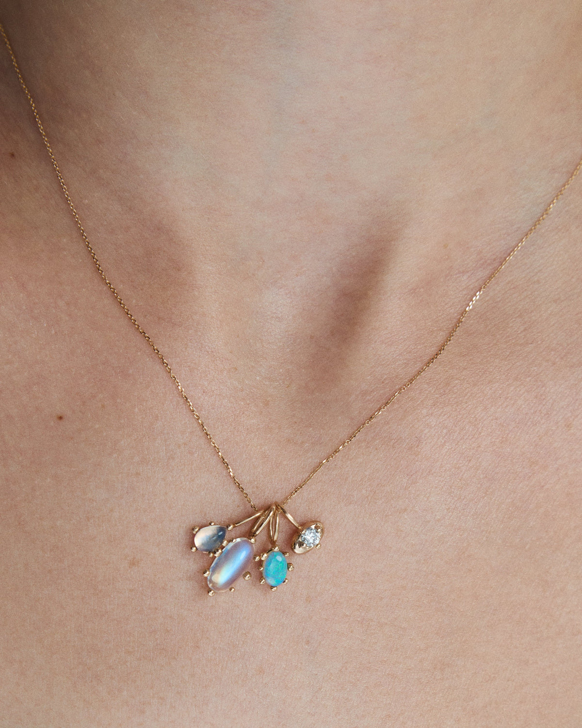 wwake / opal halo pendant charm