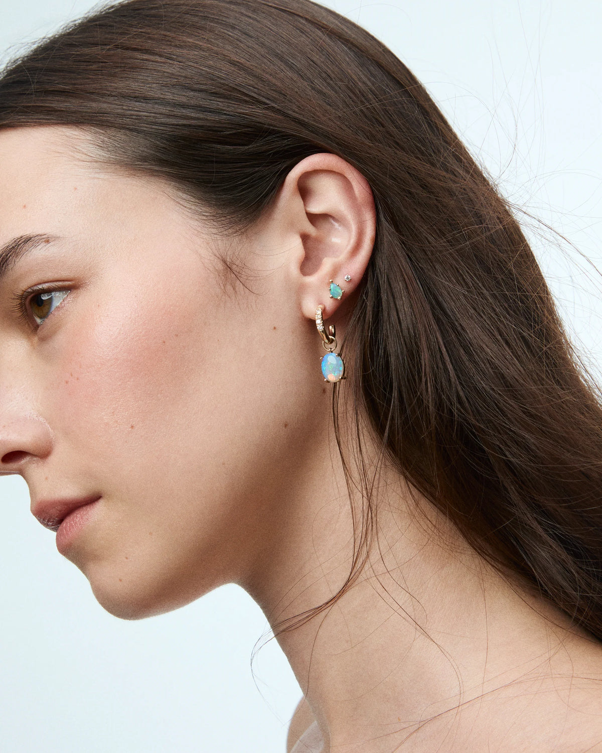 wwake / teardrop stud earrings - opal