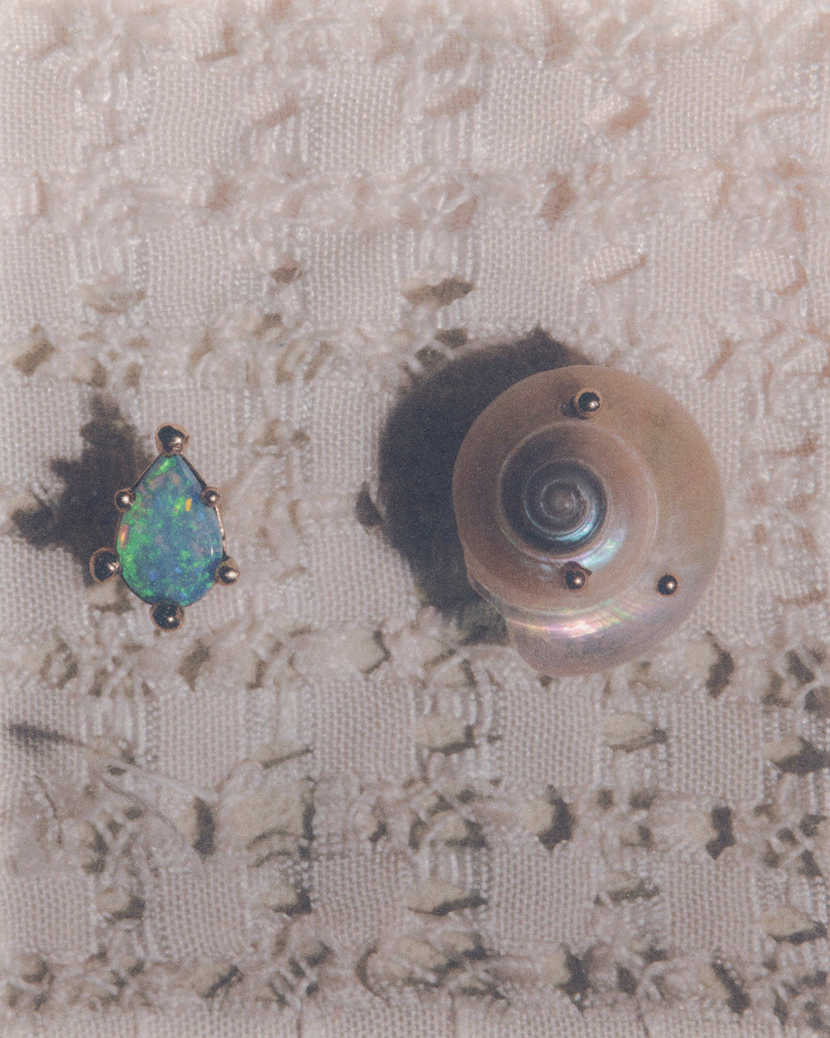 wwake / teardrop stud earrings - opal