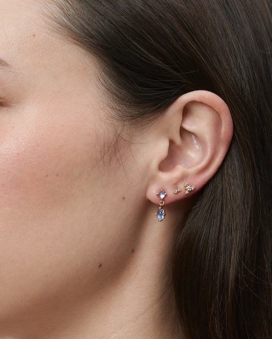 wwake / oval drop earrings - moonstone