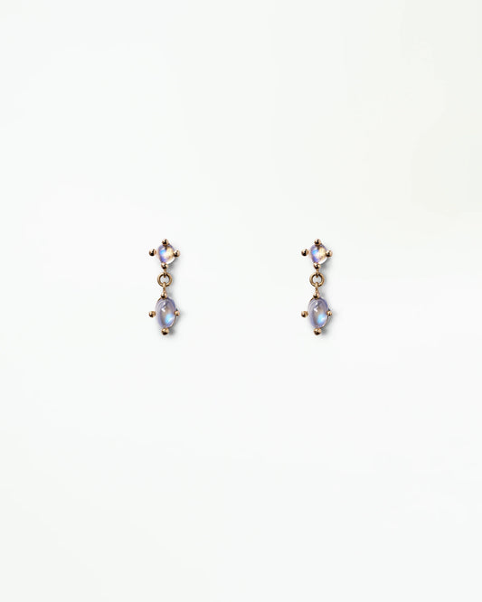 wwake / oval drop earrings - moonstone