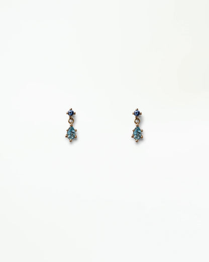 wwake / drop earrings - sapphire + aquamarine