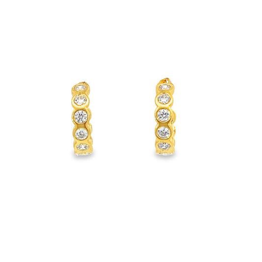 continuous bezel stone post hoop earrings - cz
