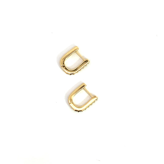 pave click huggie 'U' hoops