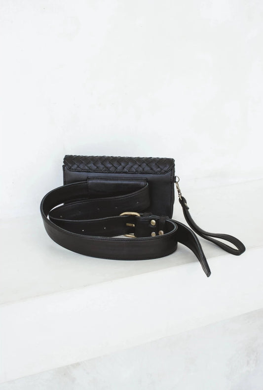 woven ziggy belt bag - black