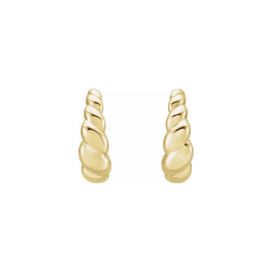 gold shell post hoop earrings