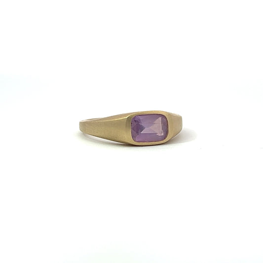 silky purple sapphire signet ring