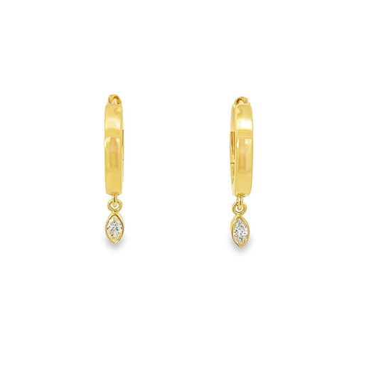 natural diamond marquise dangle hoop earrings