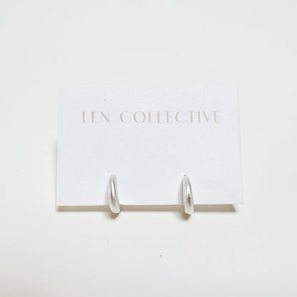 puffed post hoop earrings - tiny