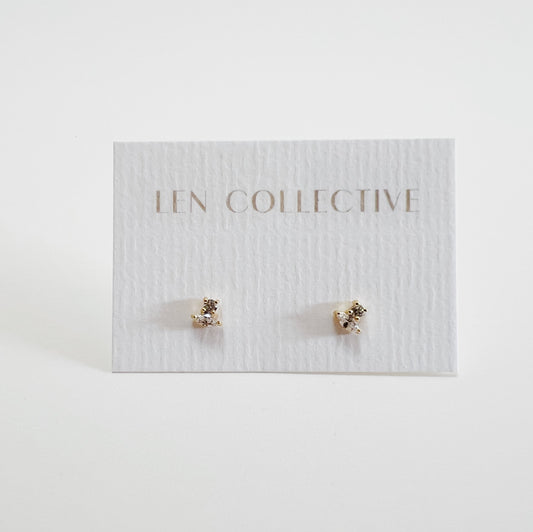 marquise + round stone stud earrings - cz