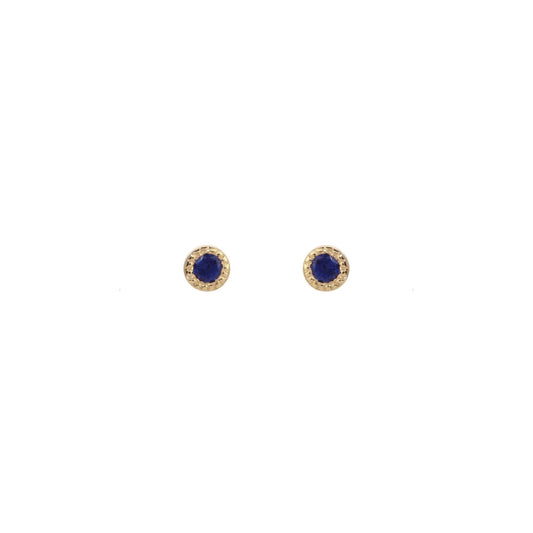 moon drop stud earrings - blue sapphire