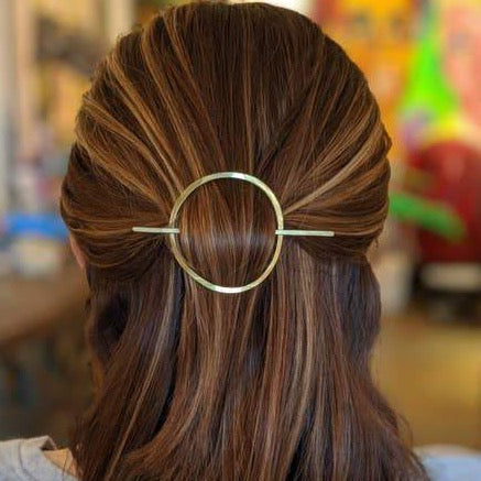 oval brass hair slide
