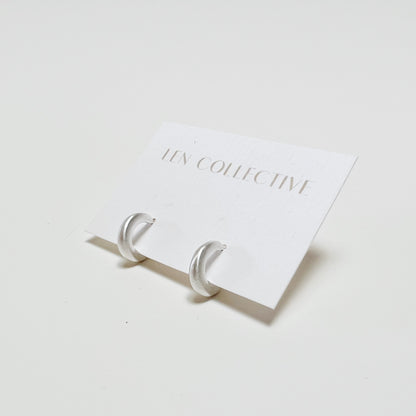 puffed post hoop earrings - tiny