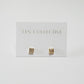 square bezel stone stud earrings - cz
